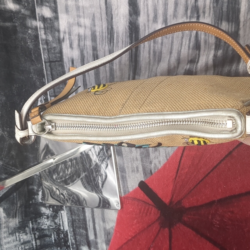 Coach LE Limited Bumble Bee Floral Y2K Mini Bag w Raffia Shoulder Purse - Picture 10 of 14